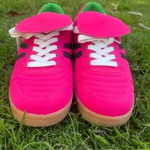 Steve Madden Vibrant Pink and Green Sneakers